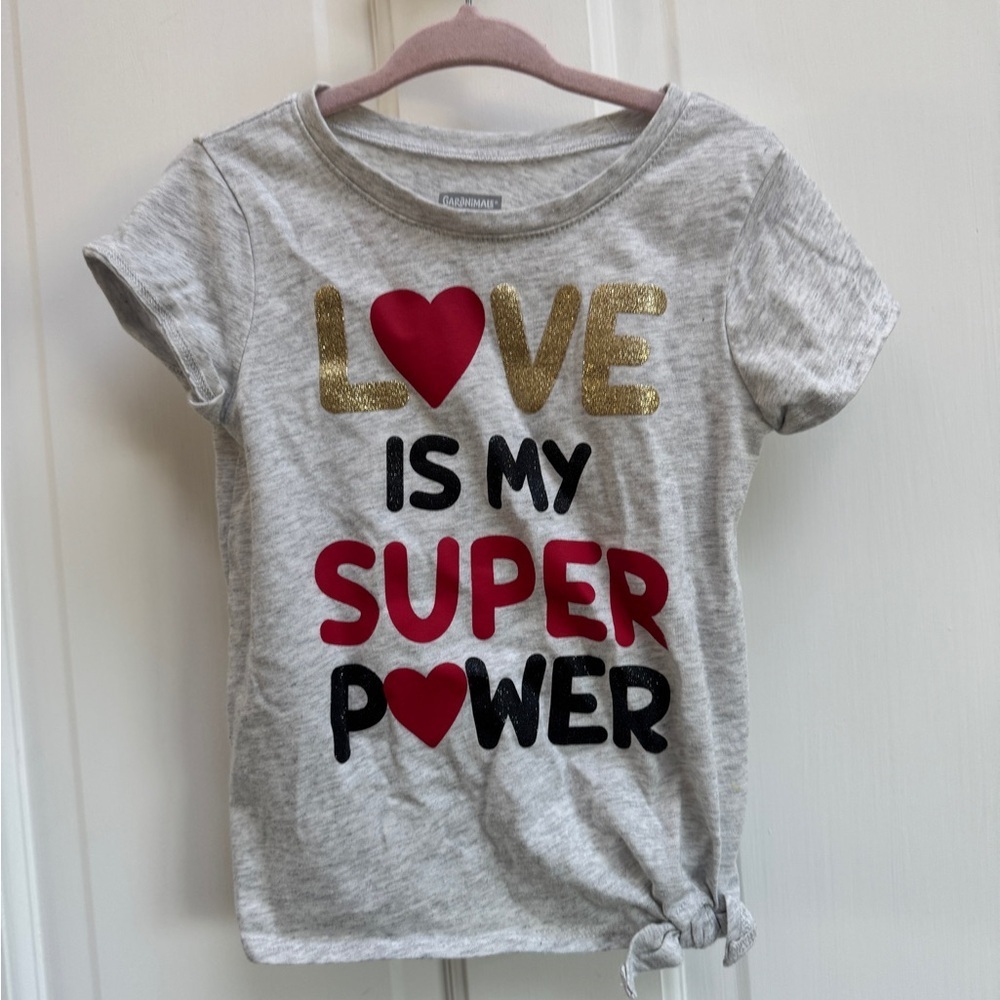 Nwot Garanimals 3t Girls Gray Love Is My Superpower Valentine Short Sleeve Tee